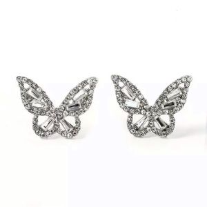 2ct Baguette & Round Cut Butterfly Earrings